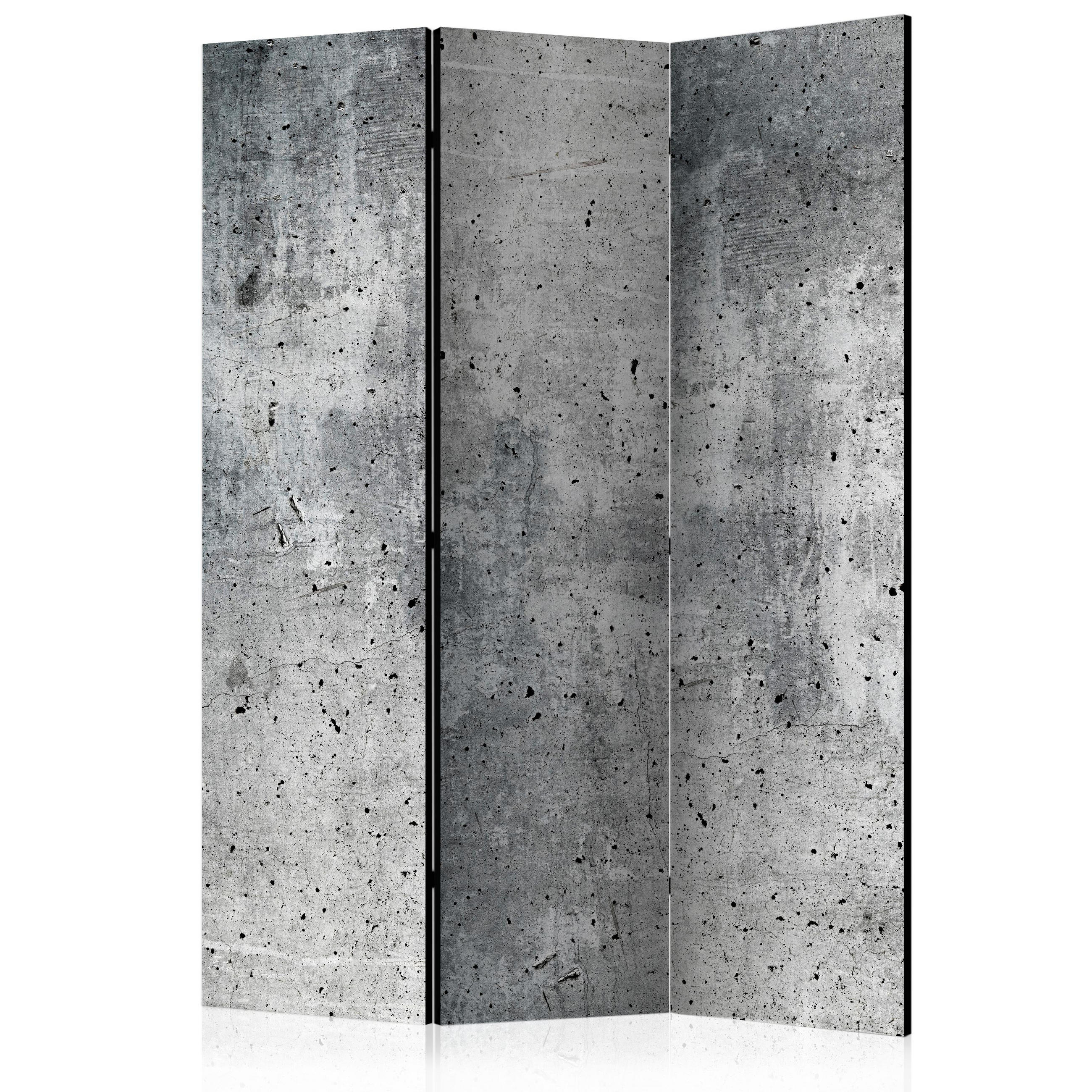 PARAVENT Beidseitig Bedruckter 3-tlg 135x172 cm Frischer Beton - Grau, Holz/Textil (135/172/3cm) - Muralo