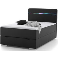 BOXBETT Monza schwarz 140/200 cm LED Kunstleder - Schwarz, Textil (140/200cm) - wonello