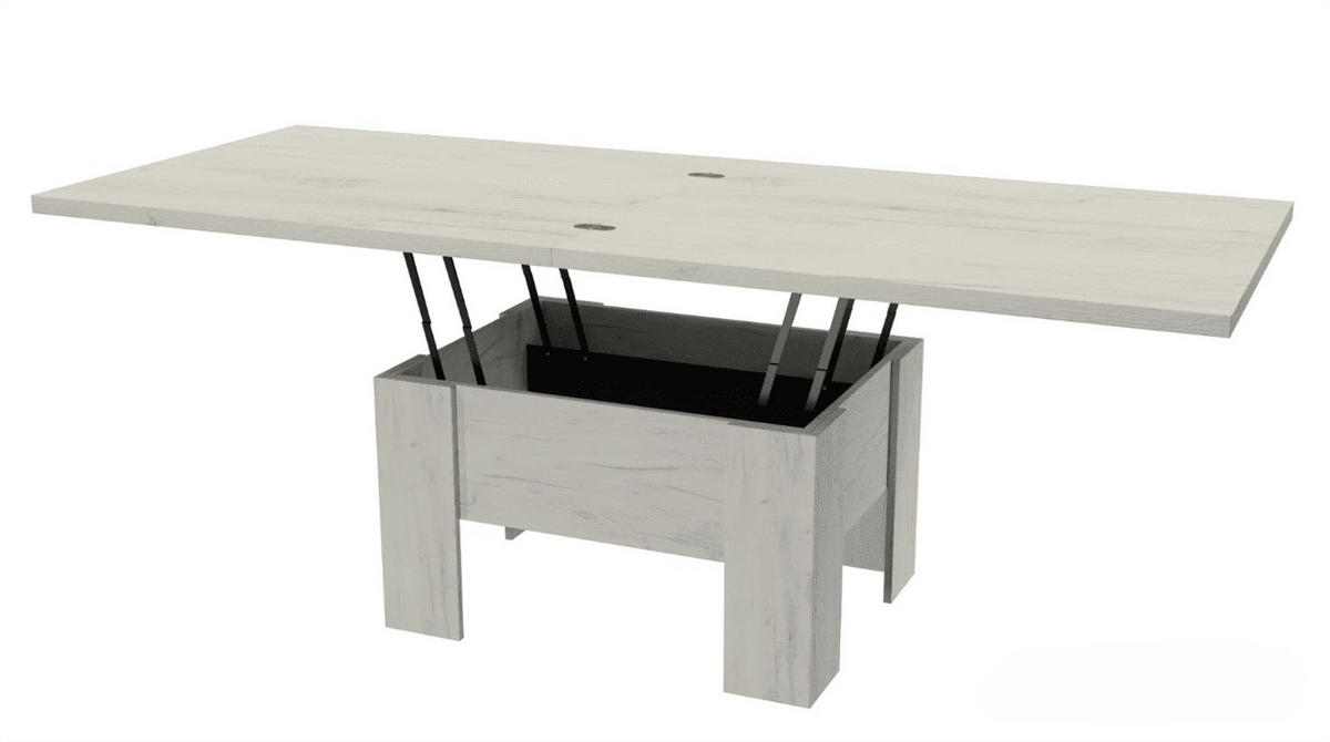 ESSTISCH ROKAR Ausziehbar 100 - 200 / 80 x 78 cm - Eiche Bianco/Weiß, Holz (100/80/78cm) - MASSENO