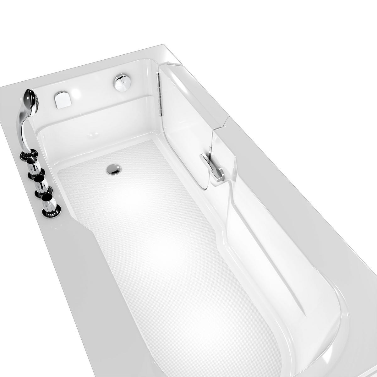 SENIORENWANNE mit Tür S17-TH-L 150x75cm - Weiß, Glas/Kunststoff (75/54/150cm) - AcquaVapore by Sandra Jentho