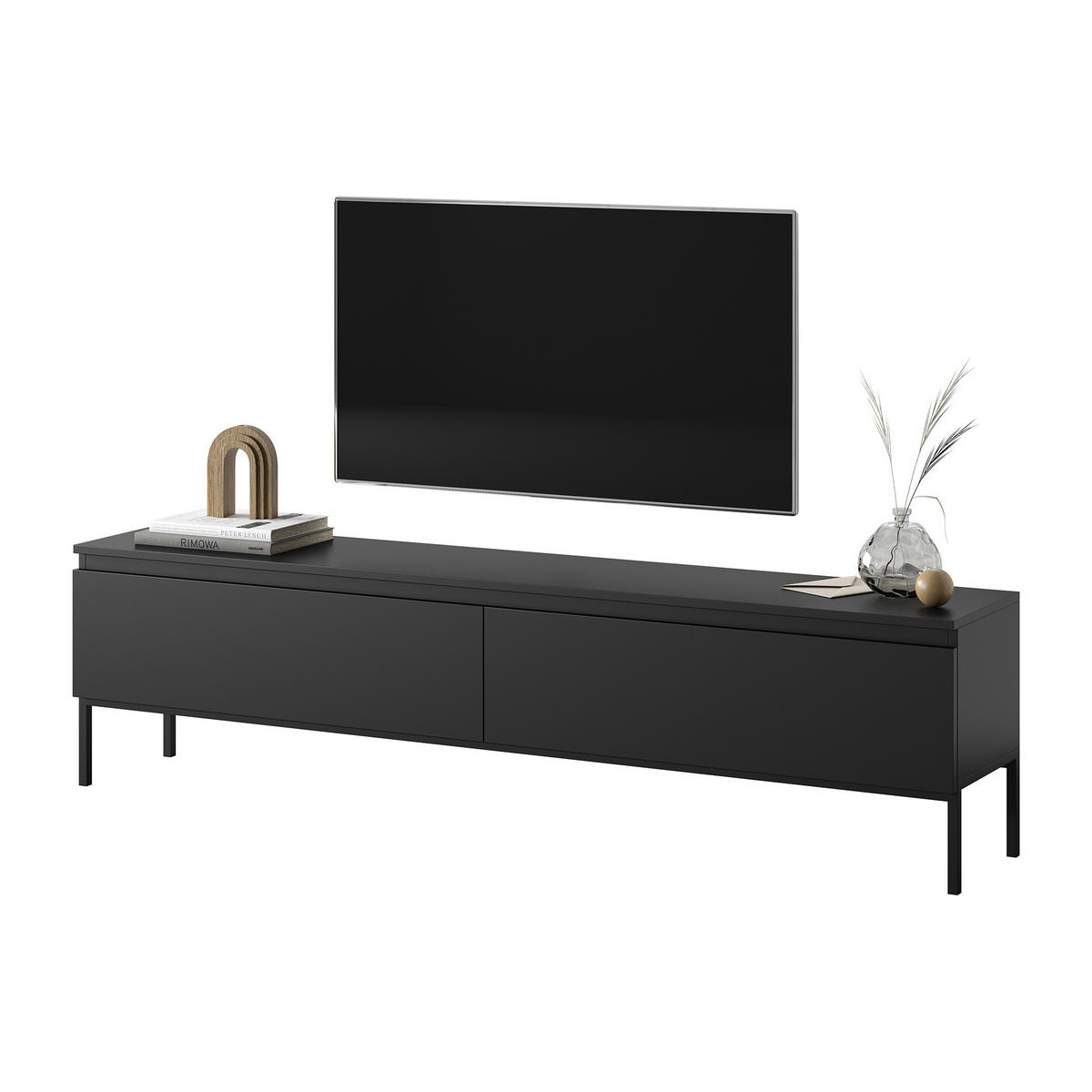 TV-SCHRANK Bemmi Schwarz mit schwarzen Beinen 175 cm - Schwarz, Holzwerkstoff/Metall (175/46/32cm) - Selsey