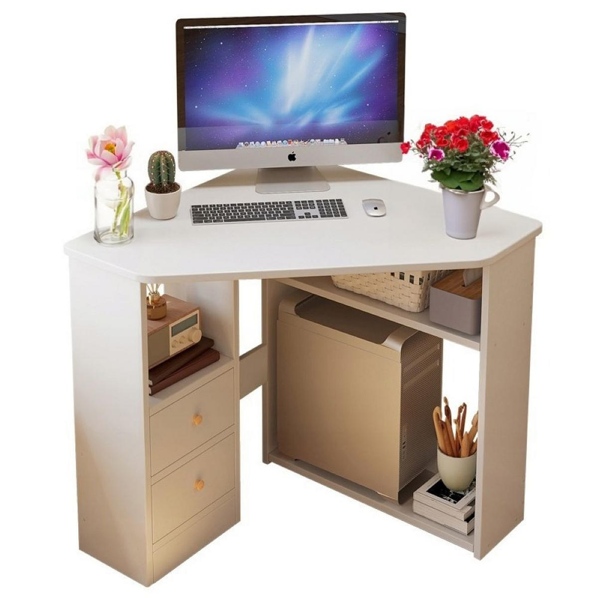 COMPUTERTISCH, weiß 80/75/80cm - Weiß, Holzwerkstoff (75/80/80cm) - MUVU