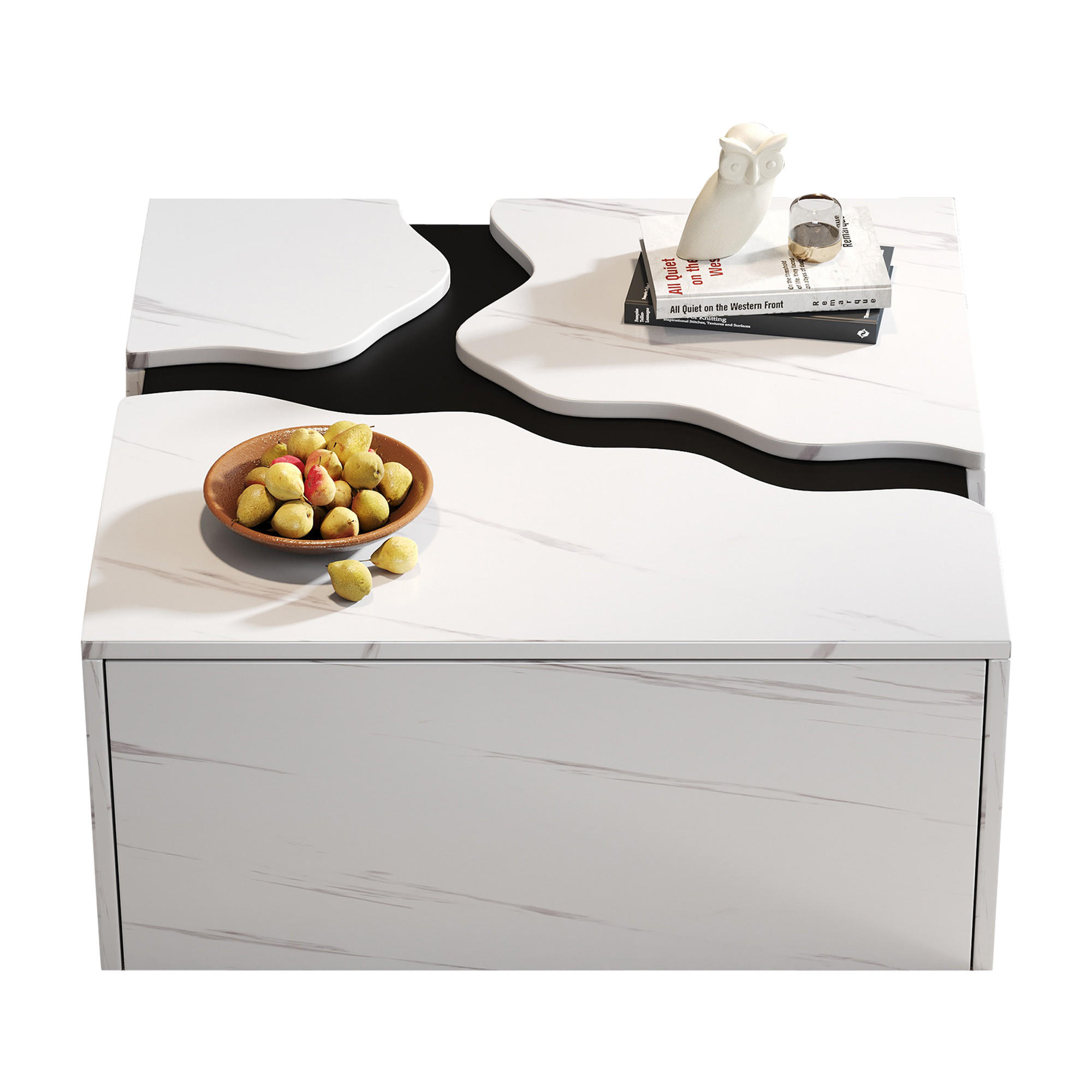 COUCHTISCH Weiß 70/70/31 cm mit Schublade - Weiß, Holzwerkstoff (70/70/31cm)