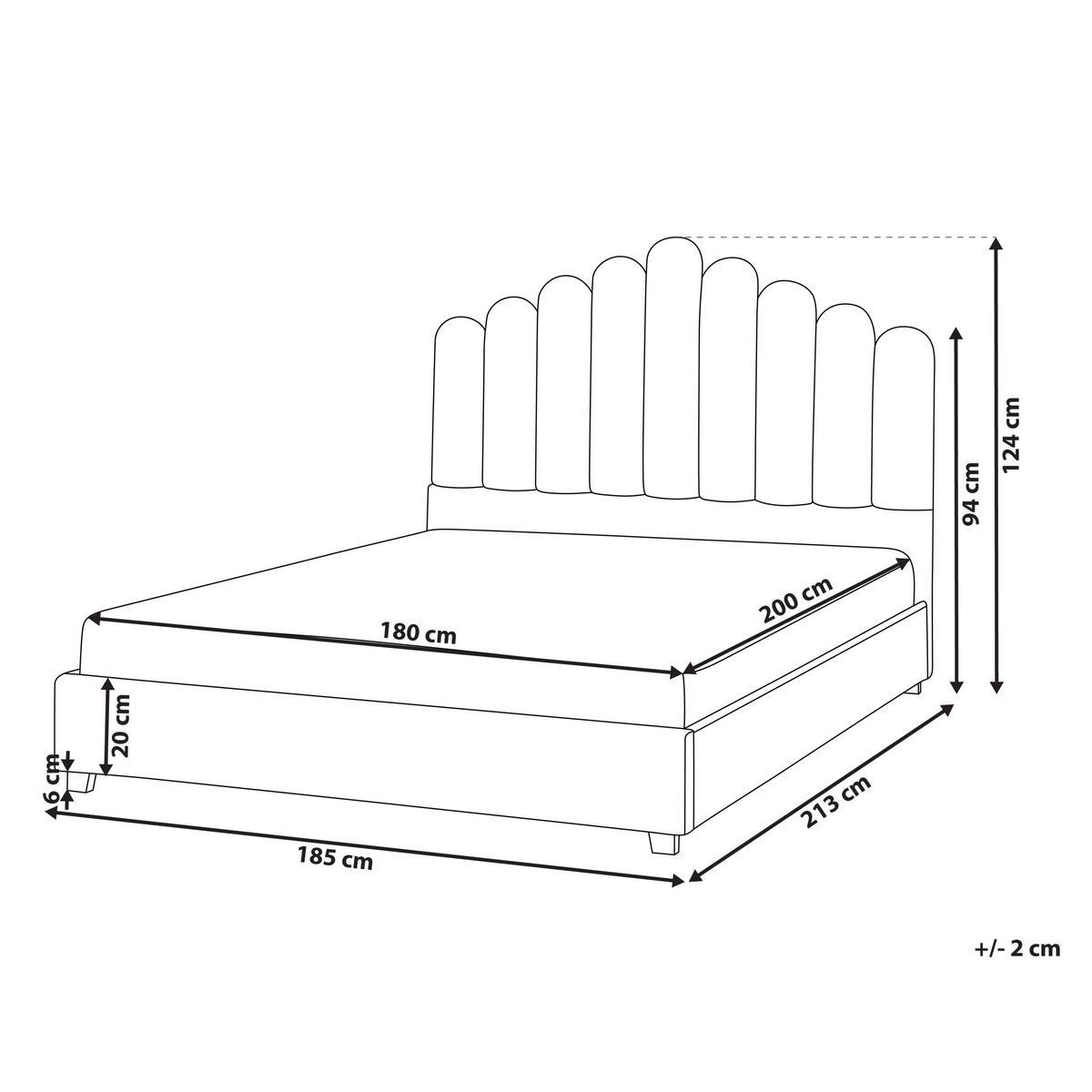 BETT mit Lattenrost 180/200 cm Cremeweiß Vincennes - Schwarz/Weiß, Textil (180/200cm) - Beliani