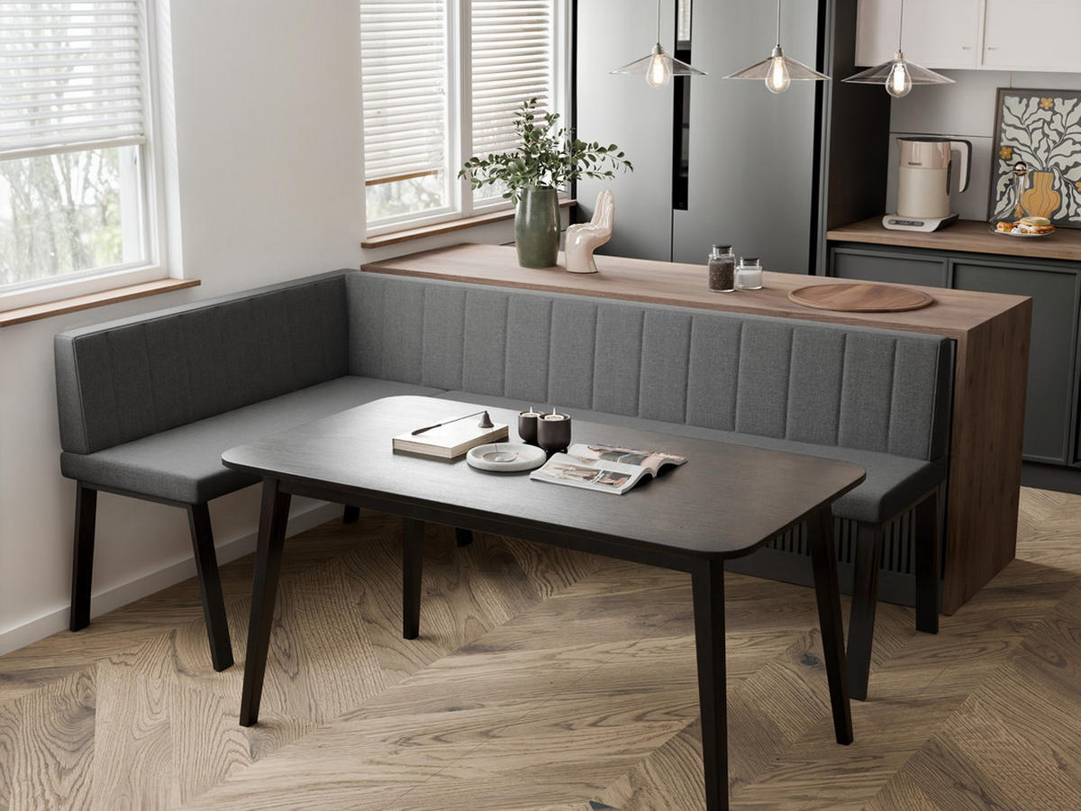 ECKBANK links MONO Y Webstoff gesteppt, 128/168 cm Dunkelgrau - Dunkelgrau, Textil/Metall (128/168cm) - Idohome