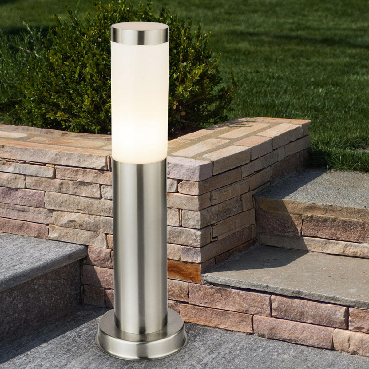 WEGELEUCHTE Edelstahl Silber Opal 4er Set - Silberfarben, Kunststoff (7.6/7.6/45cm) - Globo Lighting