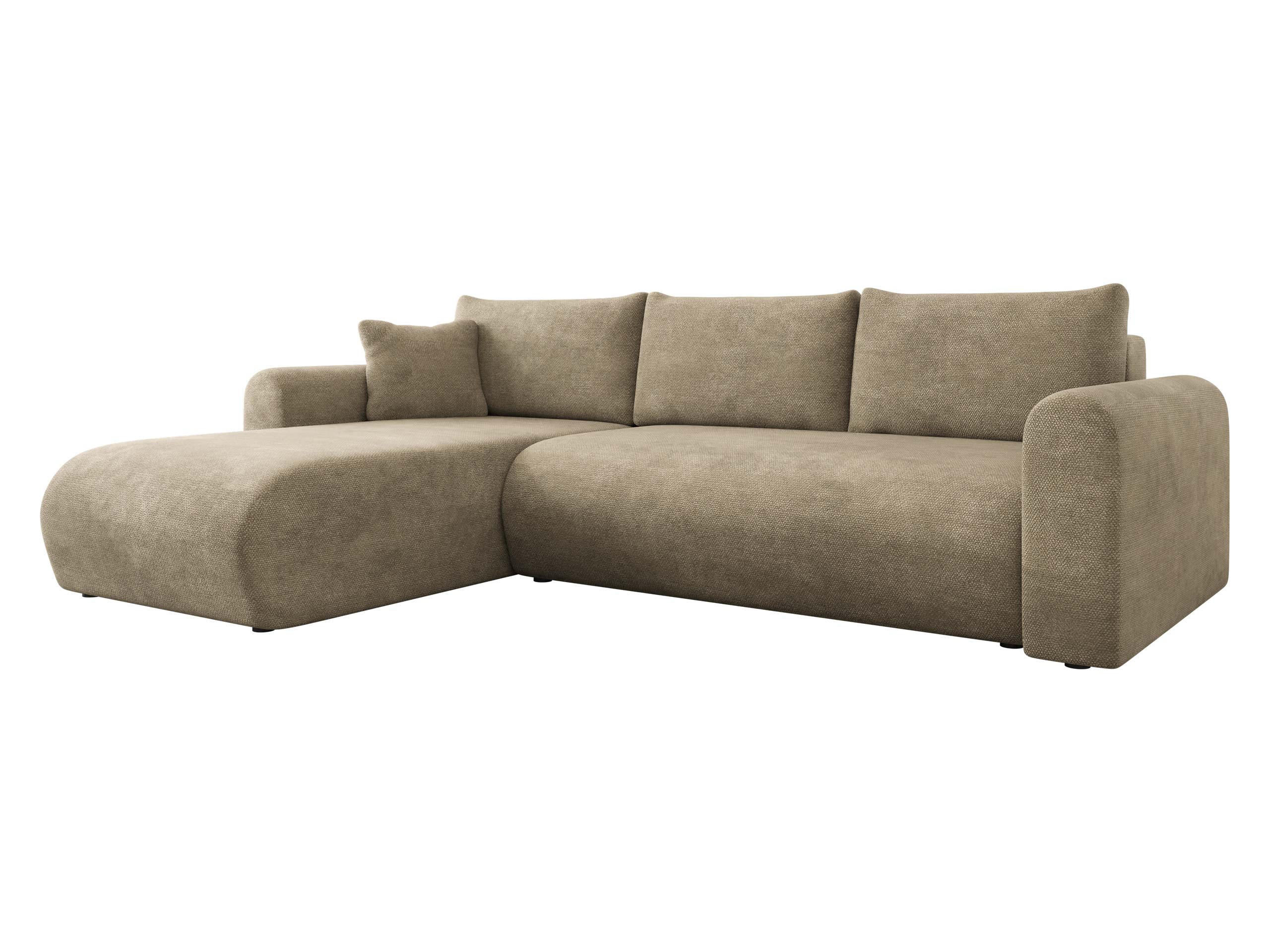 ECKSOFA Eliwo - Sandfarben/Schwarz, Holz/Textil (252/158cm) - MIRJAN24
