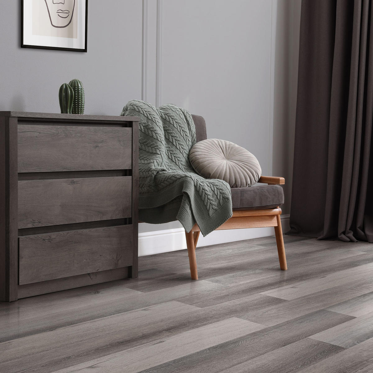 VINYLBODEN selbstklebend 8,92m²/64 Dielen Kiefer Grau - Hellgrau, Kunststoff (91.5/15.3/0.2cm) - ML-DESIGN
