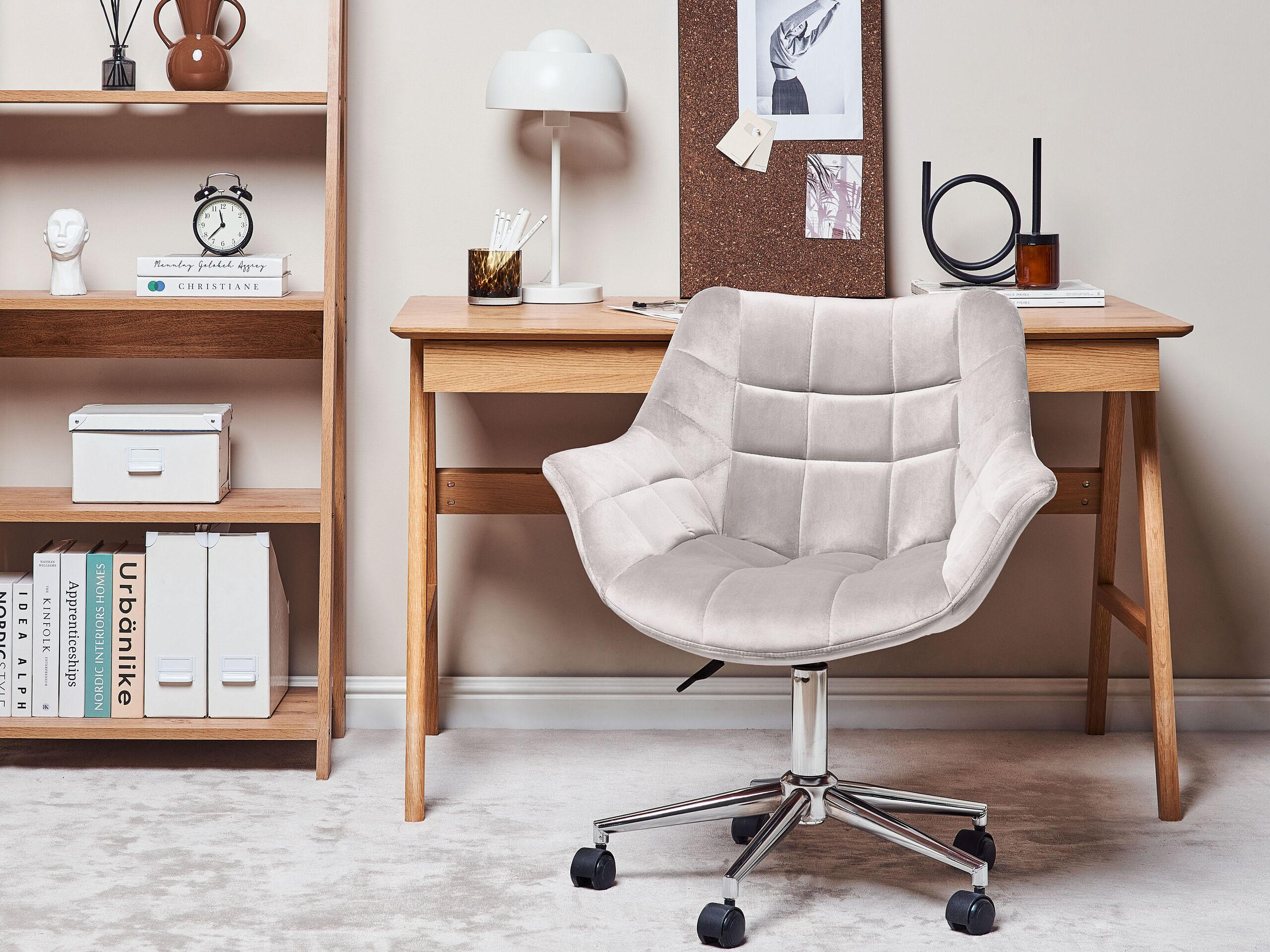 BÜROSTUHL Samtstoff Grau Labelle - Grau, Textil/Metall (62/83/62cm) - Beliani