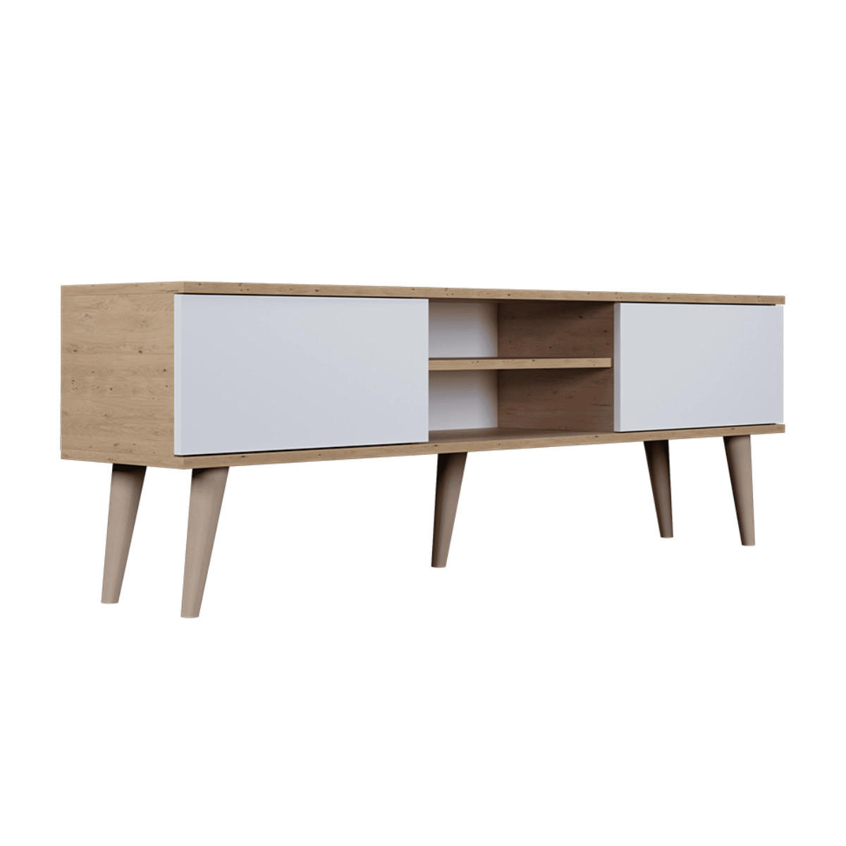TV STOLÍK Toronto Biela a drevo - hnedá/biela, kompozitné drevo (160/55/35cm) - Petits-meubles