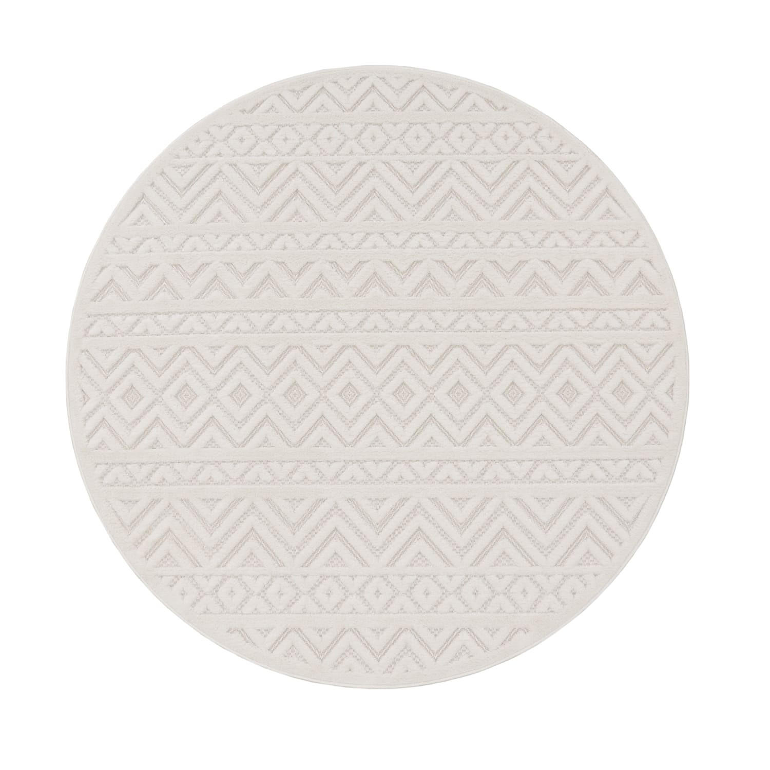 TEPPICH Kurzflor Struktur Wohnzimmer schmutzabweisend Creme Rund 160D - Beige, Textil (160/160cm) - KADIMA DESIGN