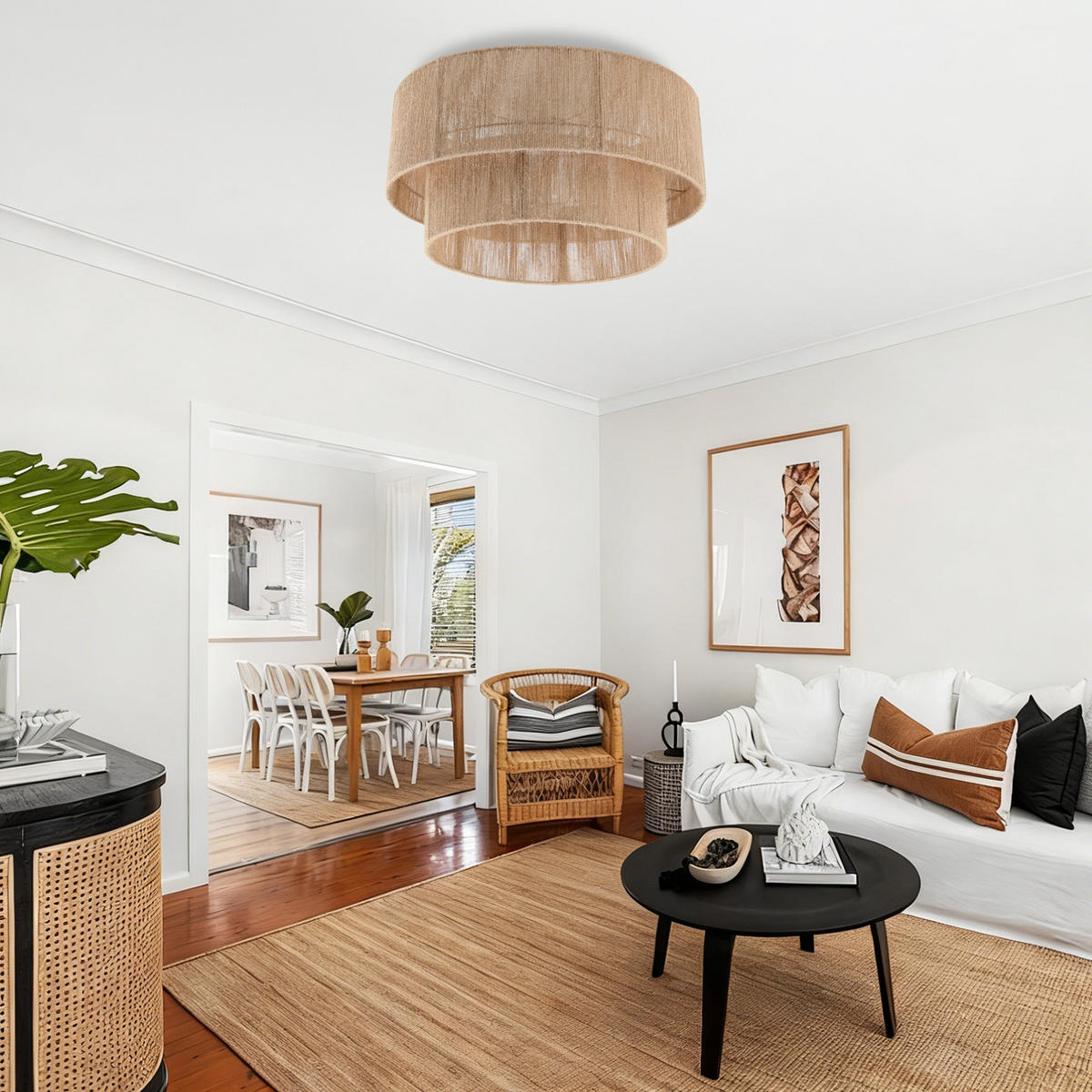 DECKENLEUCHTE Ceilume 40/40/27.5 cm - Braun, Textil (40/40/27.5cm) - ZMH