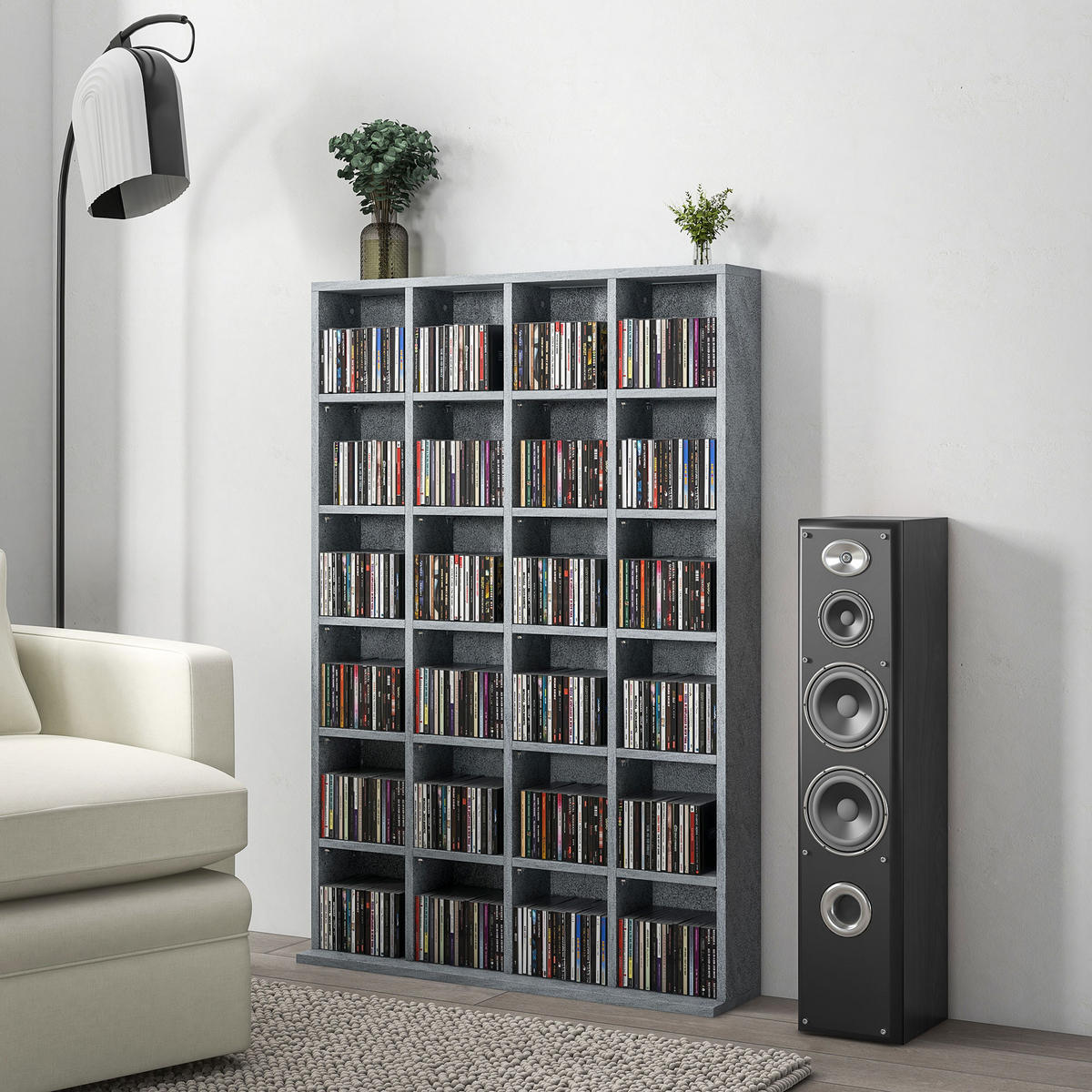 CD-REGAL DE-14449 für 456 CDs/336 DVDs, verstellbare Böden Grau - Grau, Holzwerkstoff (20/130.5/89cm) - ComfortXL