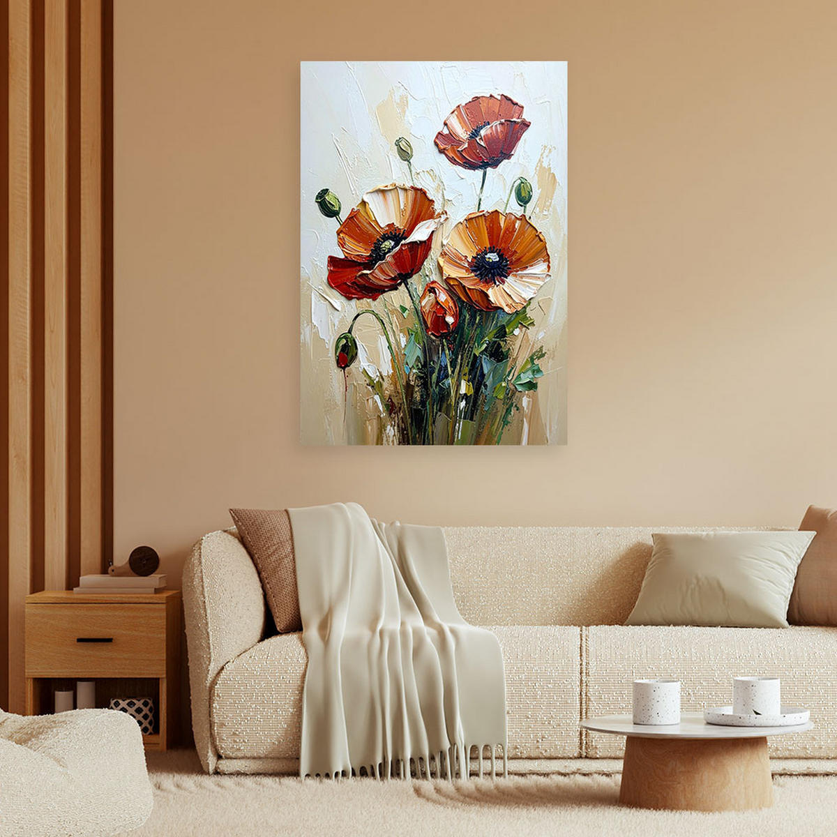 LEINWANDBILD Blumen 80x120cm - Rot, Textil (80/120cm) - Feeby