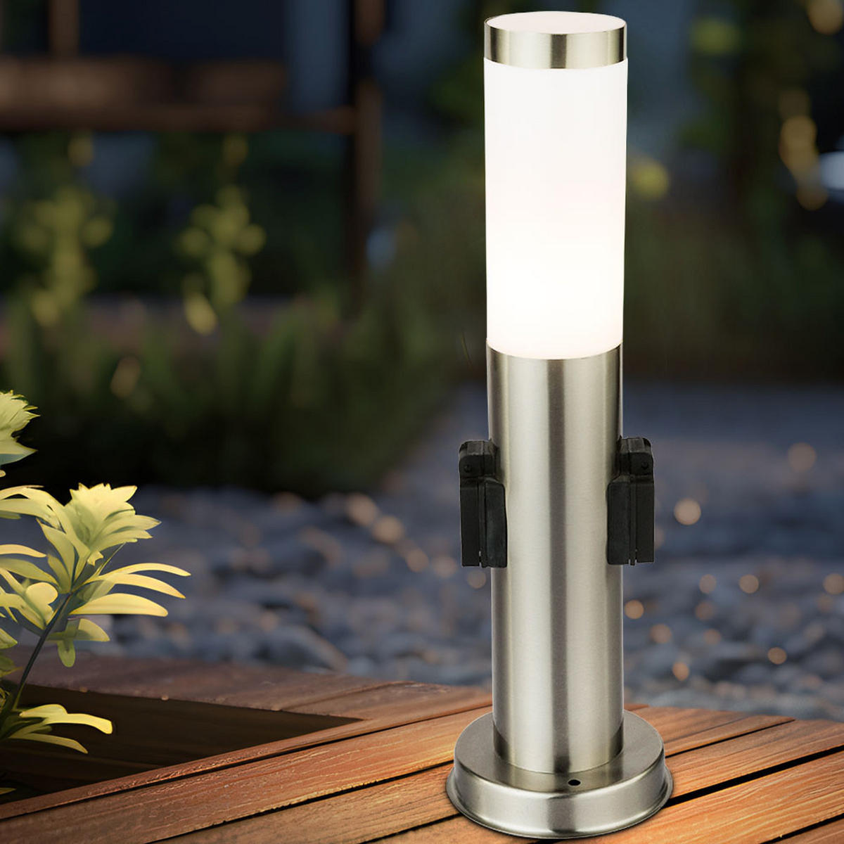 LED AUSSENLEUCHTE BOSTON Edelstahl Silber - Silberfarben, Kunststoff (13.1/13.1/45cm) - Globo Lighting