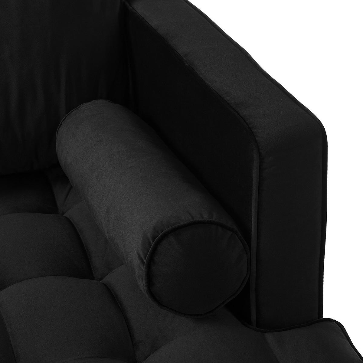 ECKSOFA - Samt - Dunkelbraun/Schwarz, Birkenholz/Textil (201/155cm) - home24