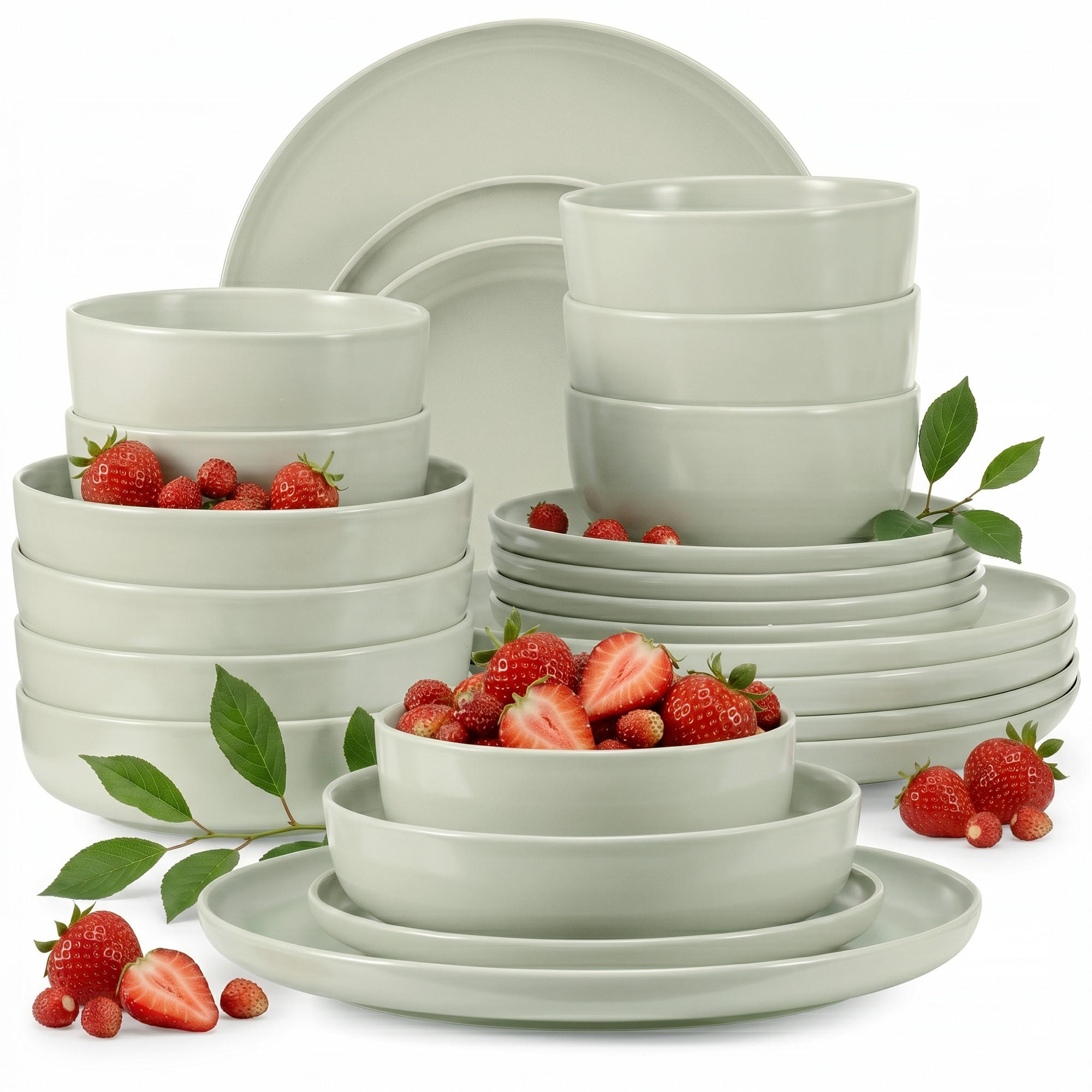 KOMBISERVICE VICTO 6 Personen 24-tlg - Hellgrün, Keramik (27/2/27cm) - KONSIMO®