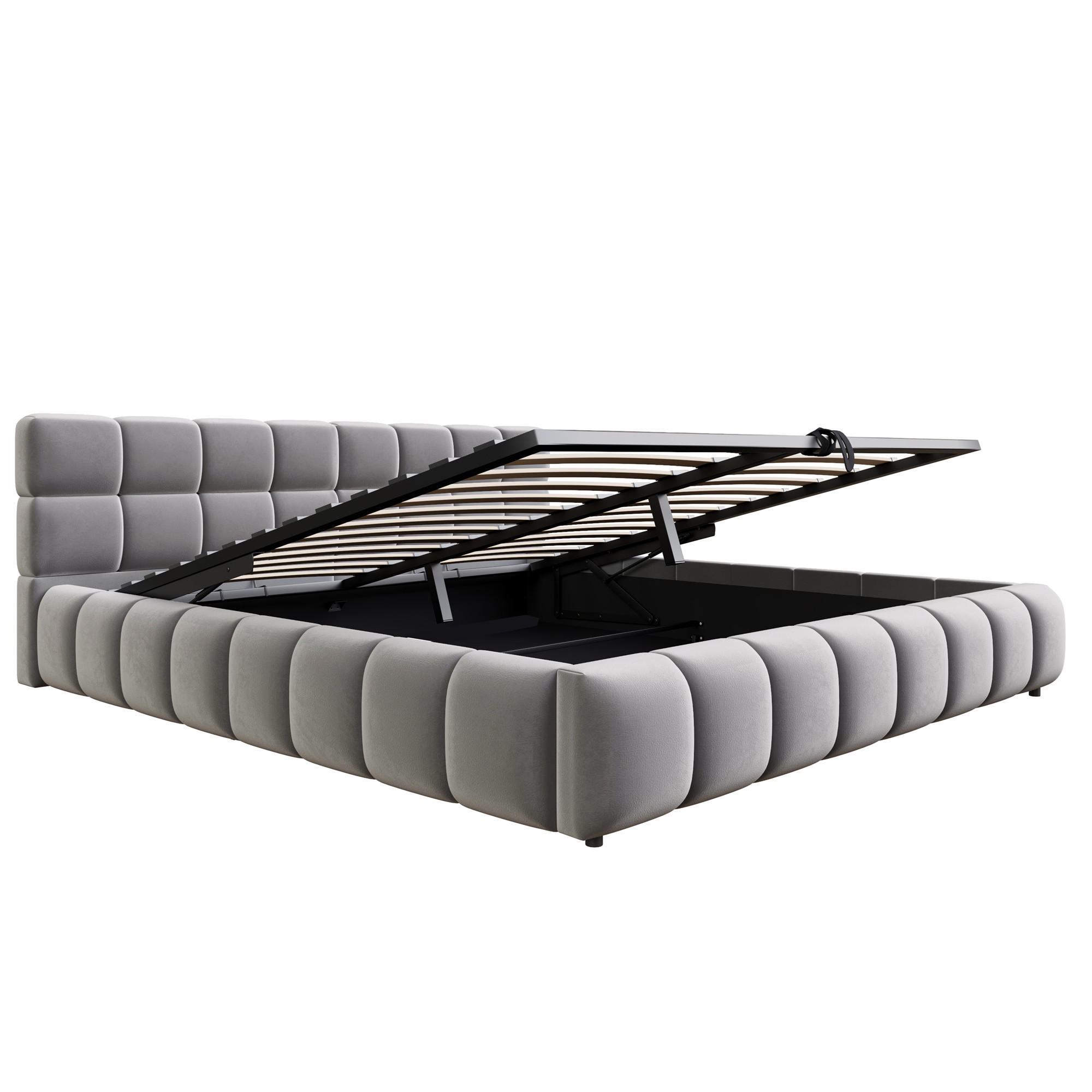POLSTERBETT 180/200 cm Grau mit hydraulischer Staufunktion - Grau, Textil (180/200cm) - Oxeza