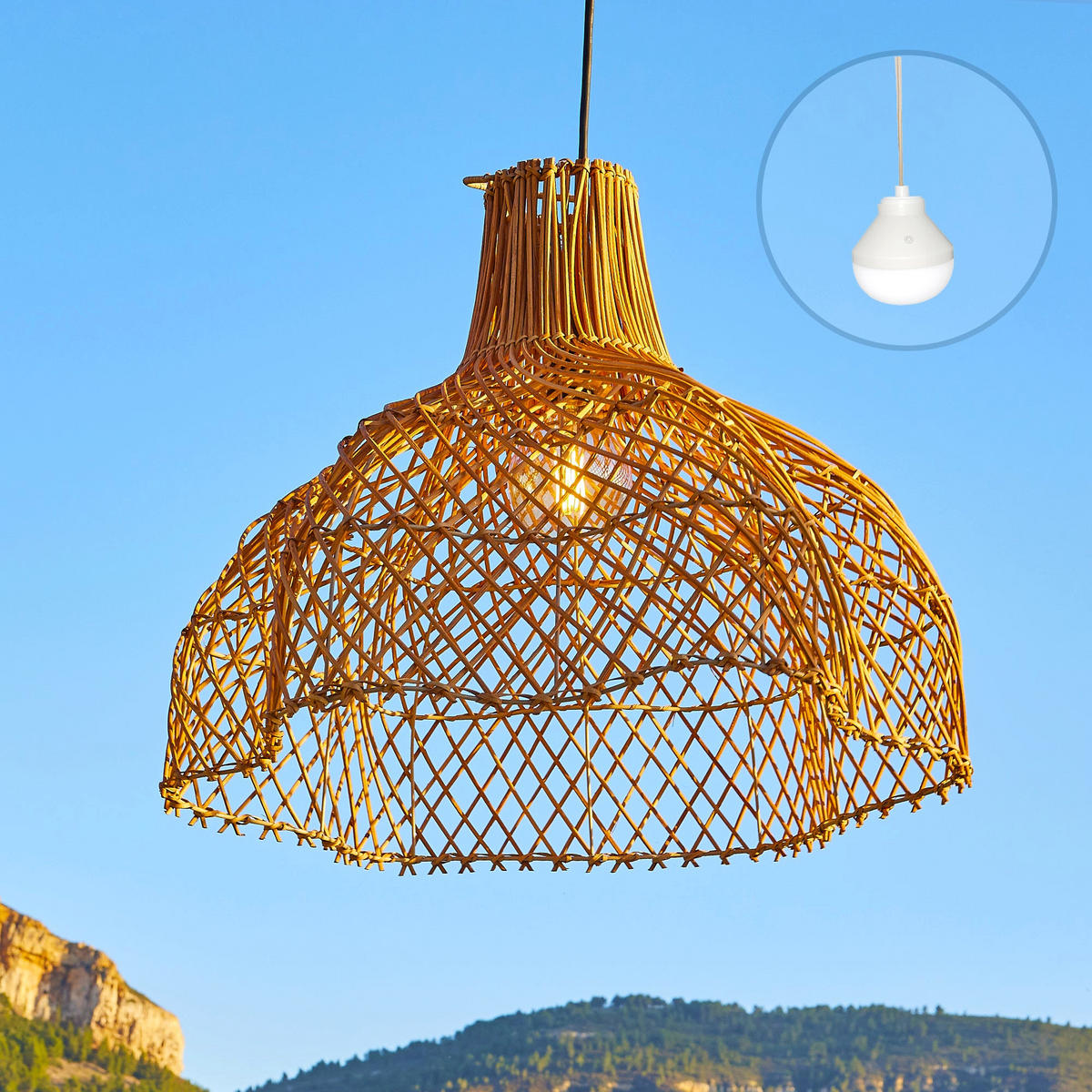 SOLAR-HÄNGELEUCHTE ARIA beige - Beige, Naturmaterialien (34/34/46cm) - Lumisky
