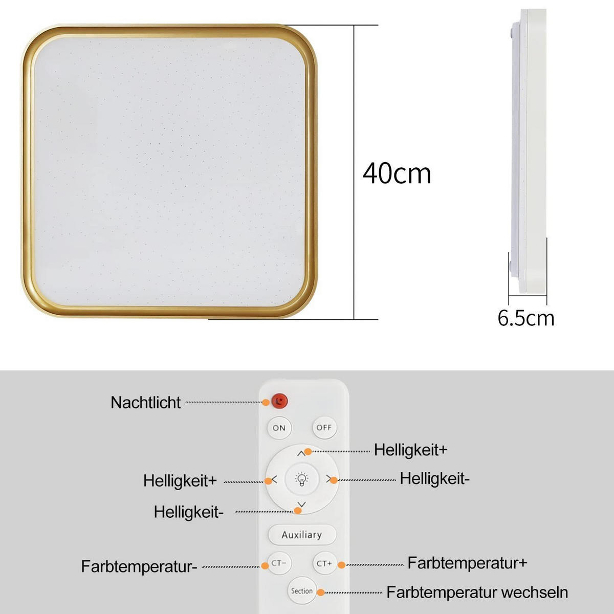 LED stropní světlo Zara 40/40/7 cm - bílá, plast (40/40/7cm) - Nettlife