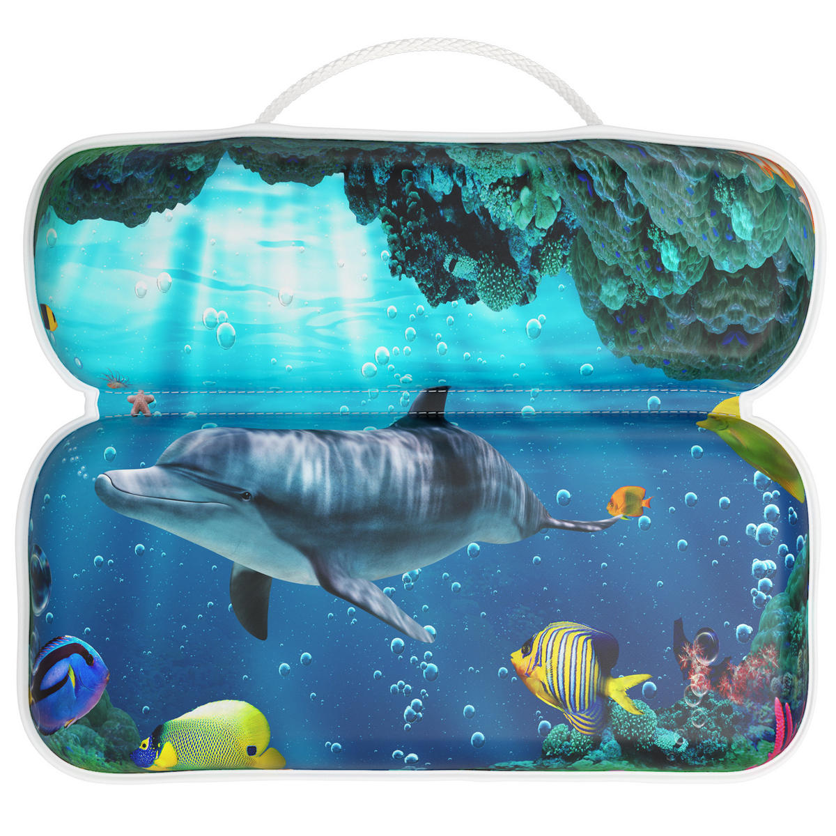 BADEWANNENKISSEN Delphin Korallen - Blau, Kunststoff (39/5.5cm) - Sanilo