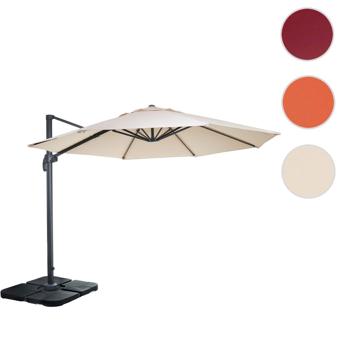 AMPELSCHIRM I RUND Cremeweiß 300/300 cm - Weiß, Textil (320/300cm) - MCW