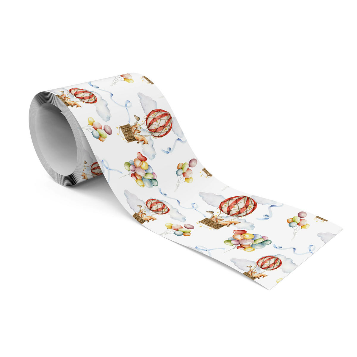 TAPETENBORDÜRE selbstklebend für Kinder LUFTBALLONS Wolken Füchse - Blau/Beige, Papier (10/300/300cm) - Muralo