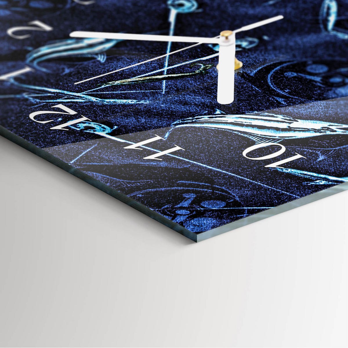 WANDUHR 30x60 cm - Berge Gras - Blau, Glas (30/60/0.4cm) - TULUP