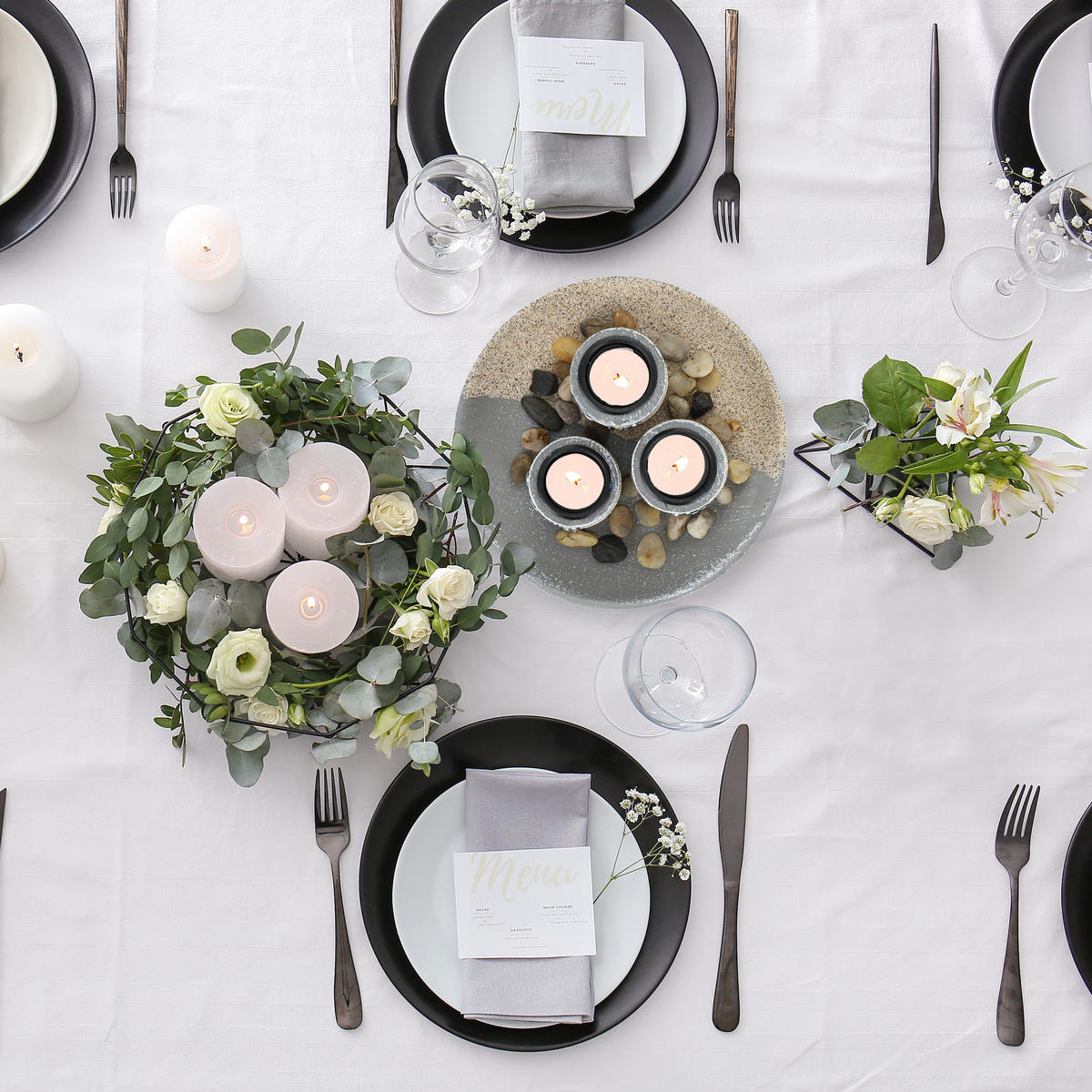 TEELICHTHALTERSET - Multicolor, Holzwerkstoff/Stein (13.5cm) - Relaxdays