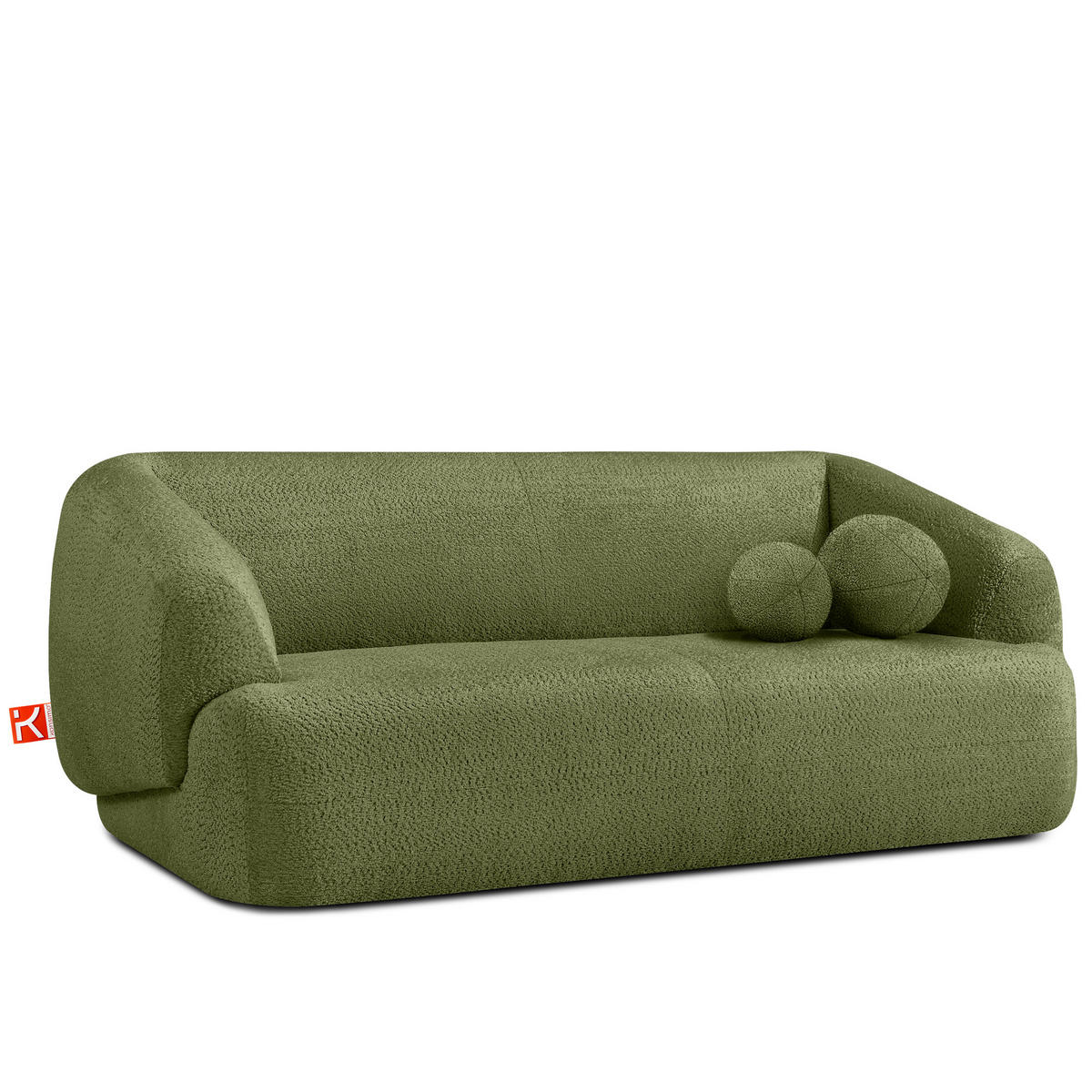 EINZELSOFA VIRA, Oliv, Chenille - Schwarz/Olivgrün, Holz/Holzwerkstoff (210/84/100cm) - KONSIMO®