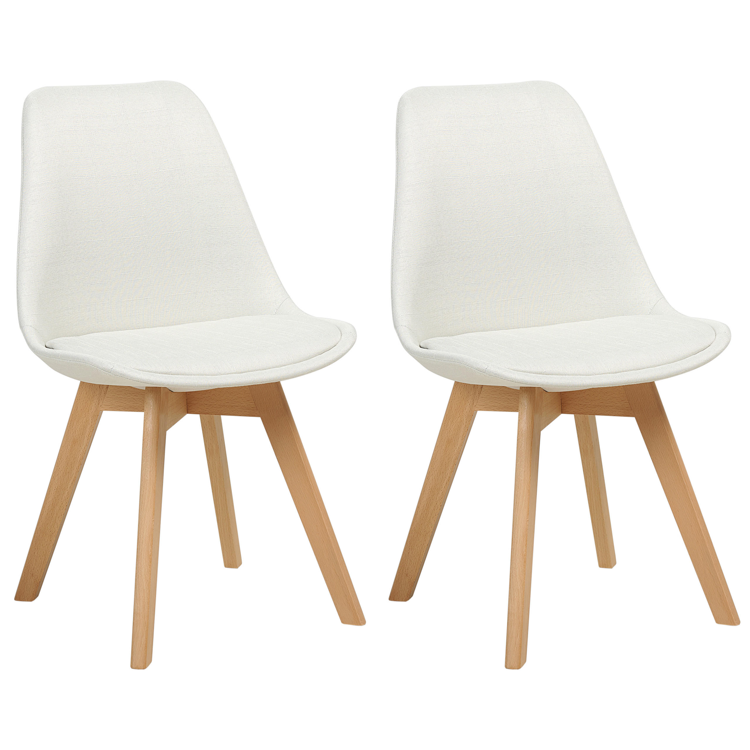 ESSZIMMERSTUHL 2er-Set Polsterbezug Weiß Dakota - Weiß, Holz/Textil (44/84/43cm) - Beliani