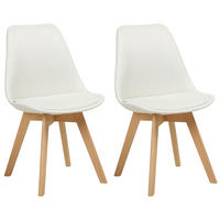 ESSZIMMERSTUHL 2er-Set Polsterbezug Weiß Dakota - Weiß, Holz/Textil (44/84/43cm) - Beliani