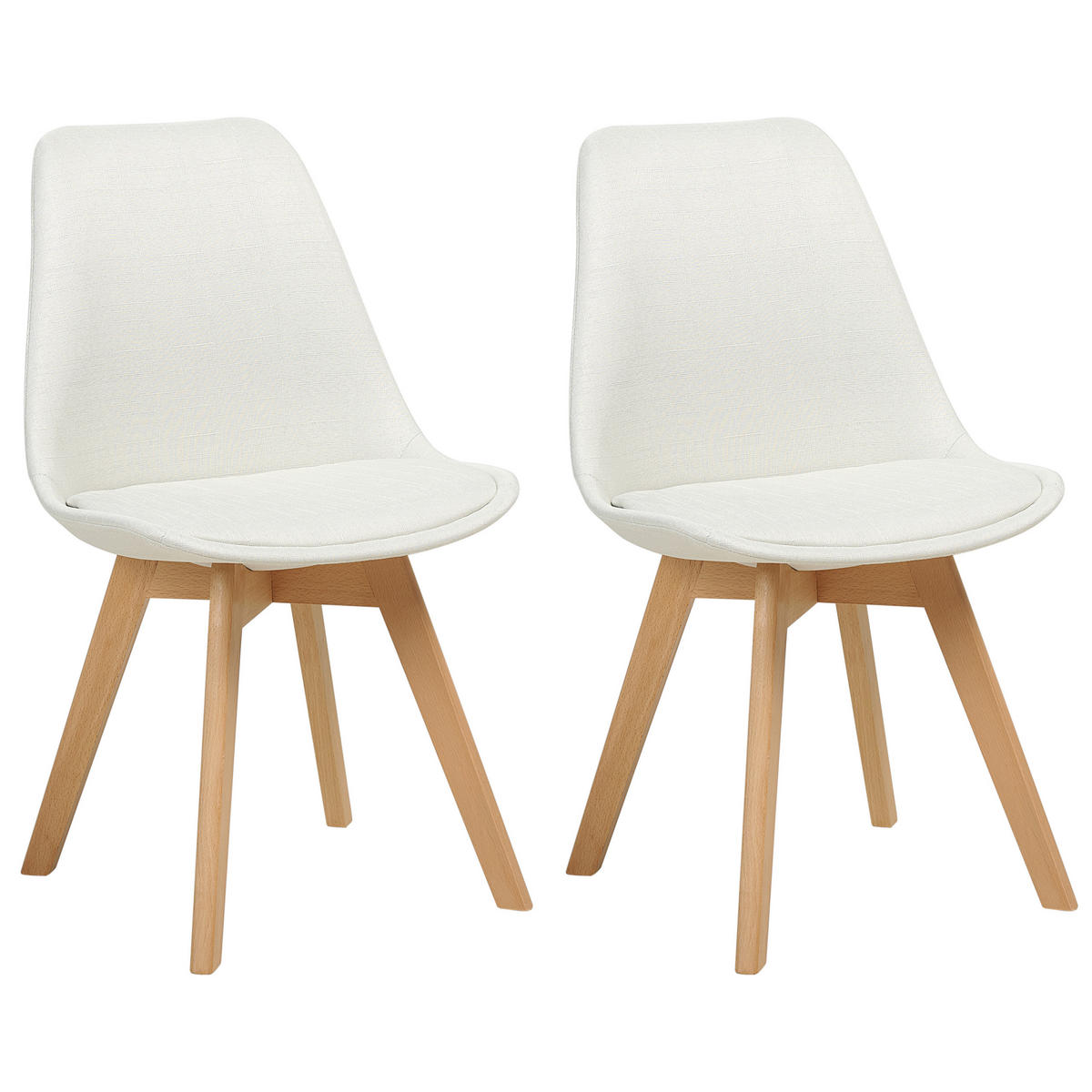 ESSZIMMERSTUHL 2er-Set Polsterbezug Weiß Dakota - Weiß, Holz/Textil (44/84/43cm) - Beliani