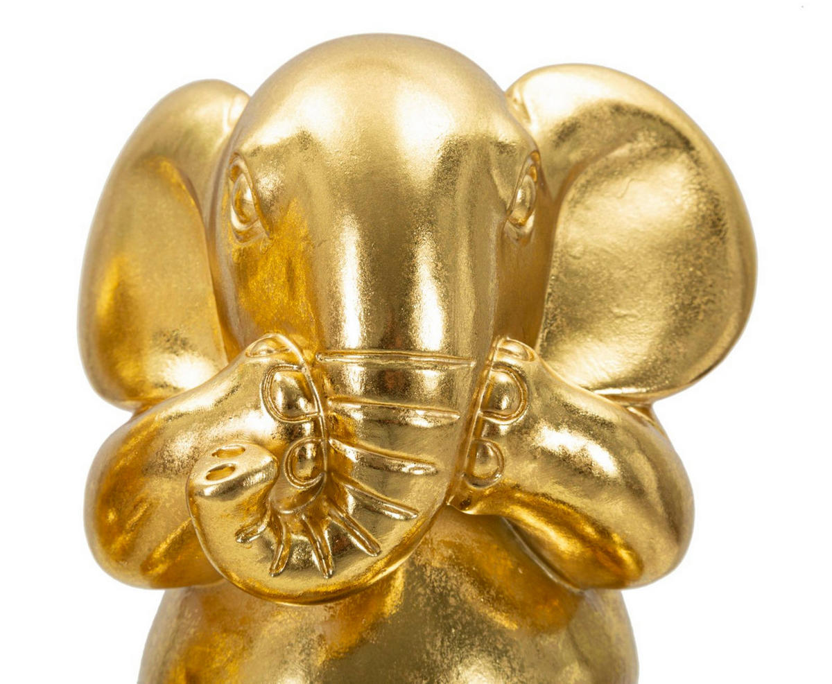 DEKOFIGUREN IM 3ER-SET, goldfarben, Polyresin, Motiv: Elefanten - Goldfarben, Kunststoff (15.5/20.5/15.5cm) - Mauro Ferretti