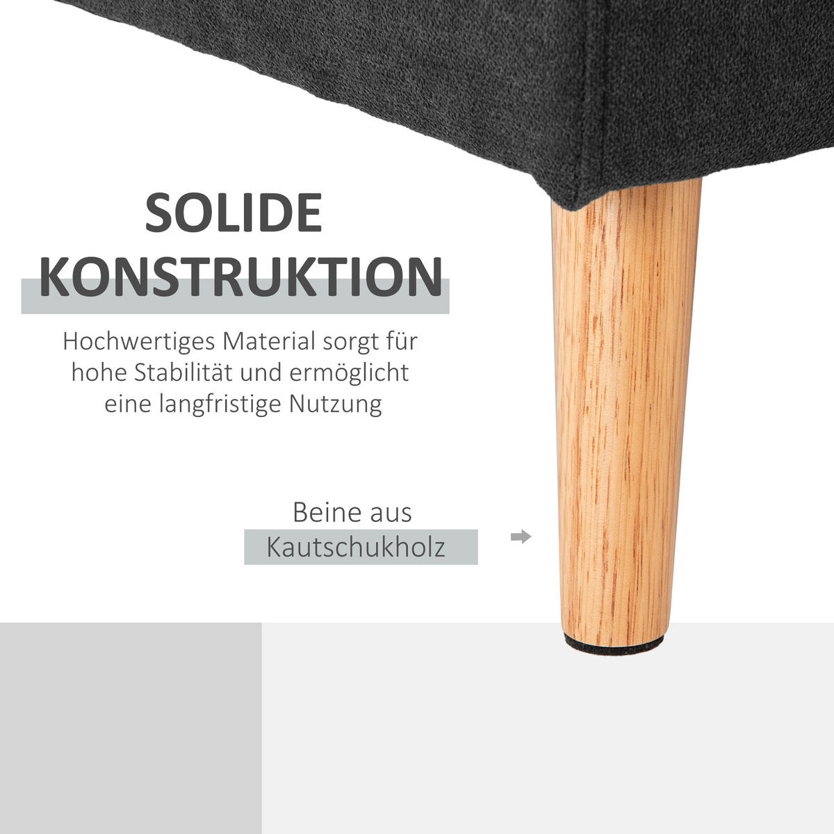 ECKSOFA Eckcouch in L-Form, Eckgarnitur in Leinenoptik Couchgarnitur Schwarz - Schwarz, Textil (136/193cm) - HOMCOM