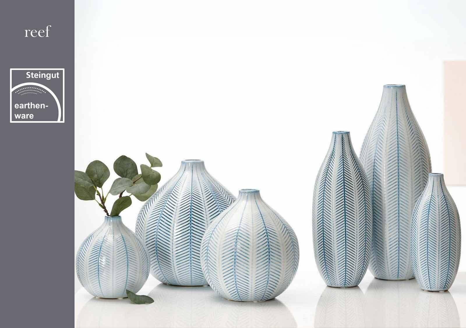 Thumbnail - Ritzenhoff Breker Kugelvase, Weiß, Blau, Keramik, 20 cm, Dekoration, Vasen, Keramikvasen