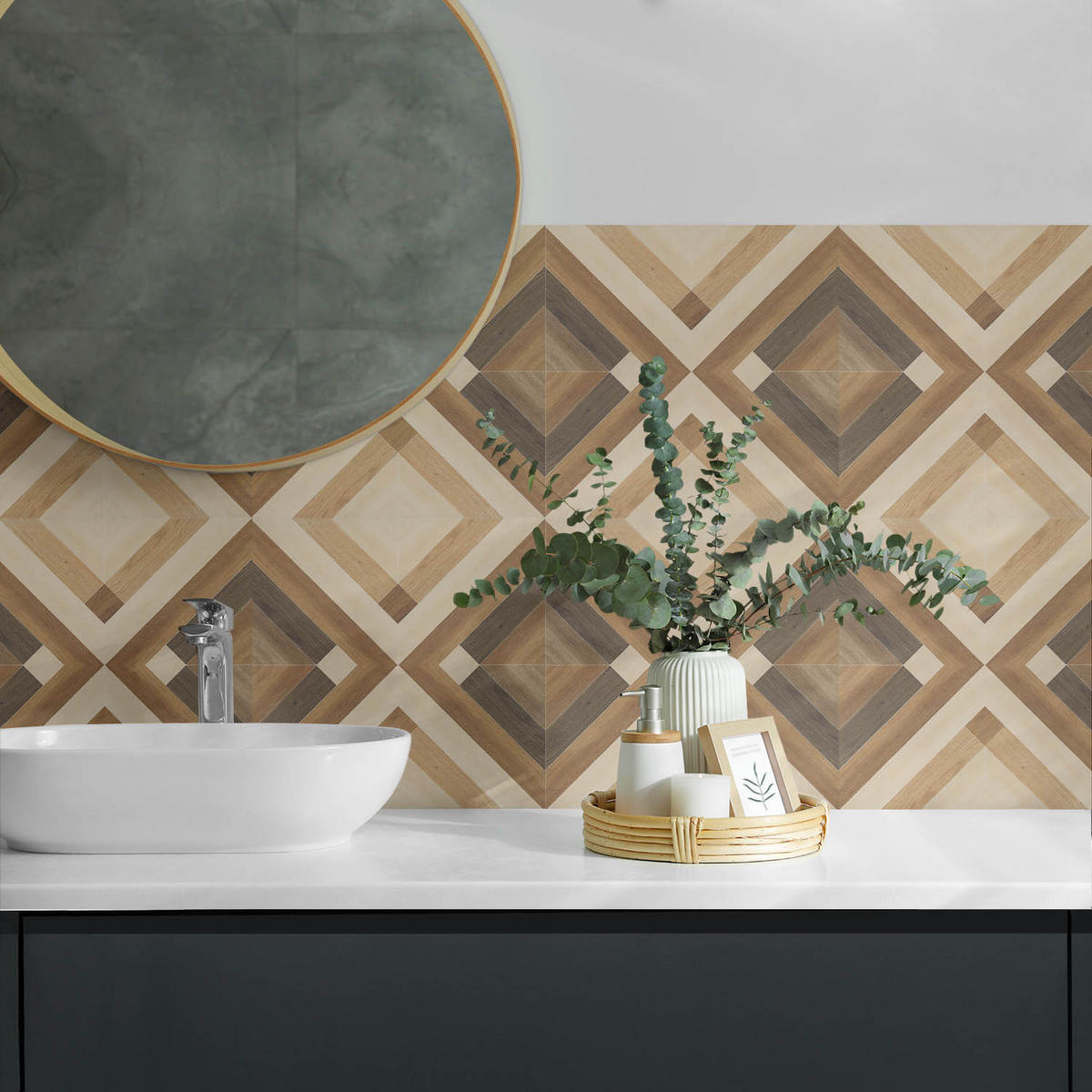 WANDPANEEL 6x 60x30 cm selbstklebend Axenta - Walnussfarben, Kunststoff (30/1.6/60cm) - Wallfluent