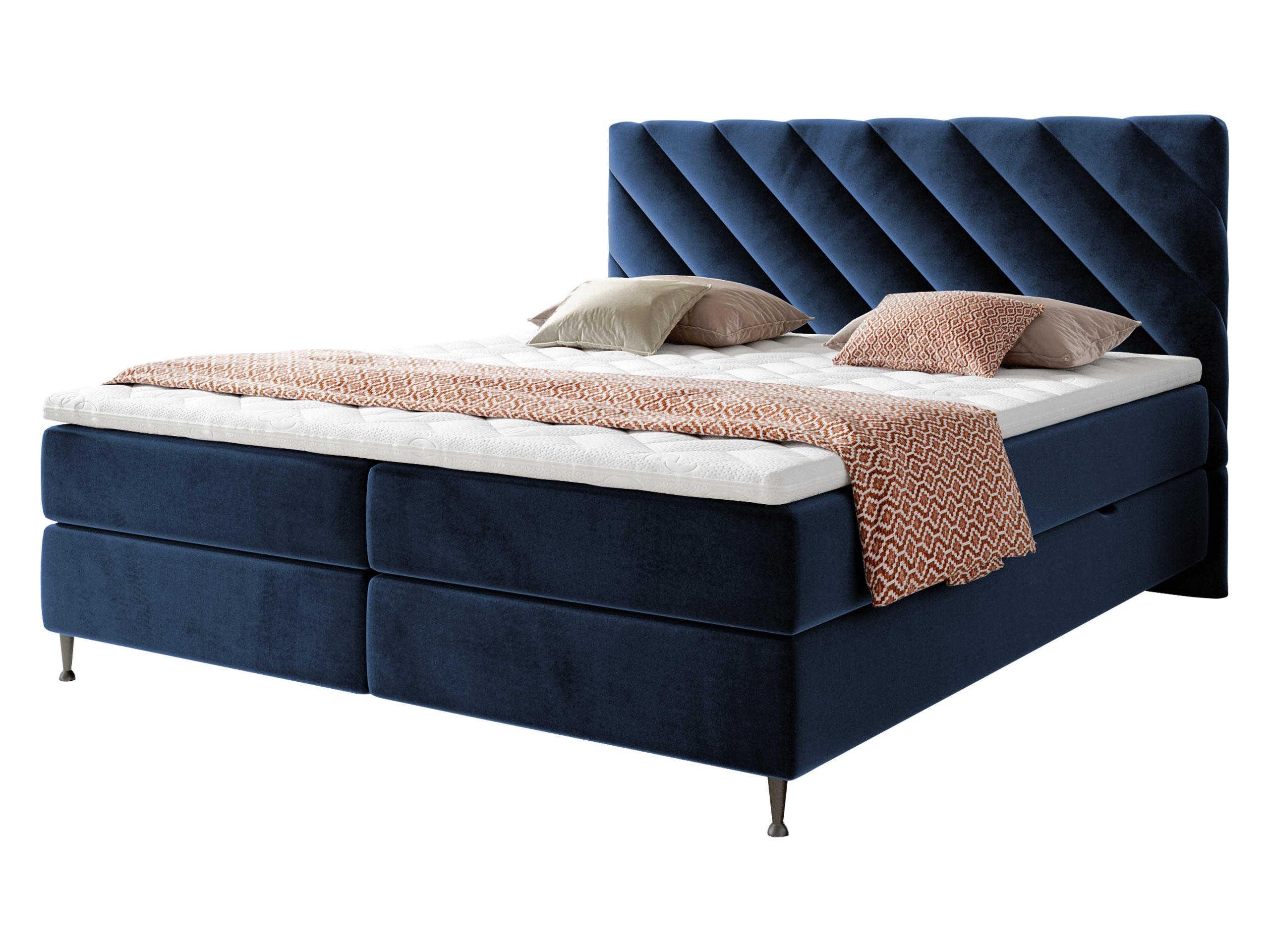 BOXBETT Enzo - Blau/Schwarz, Holz/Textil (160/200cm) - MIRJAN24