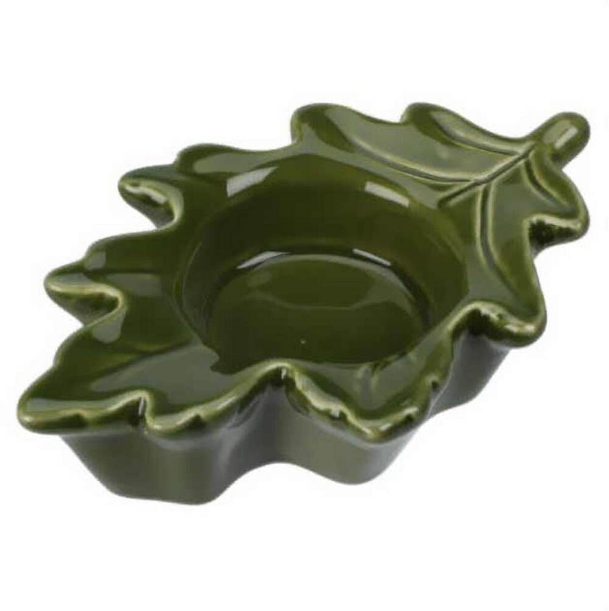 TEELICHHALTER Eichenblatt - Grün, Keramik (12/3cm) - Home Styling Collection