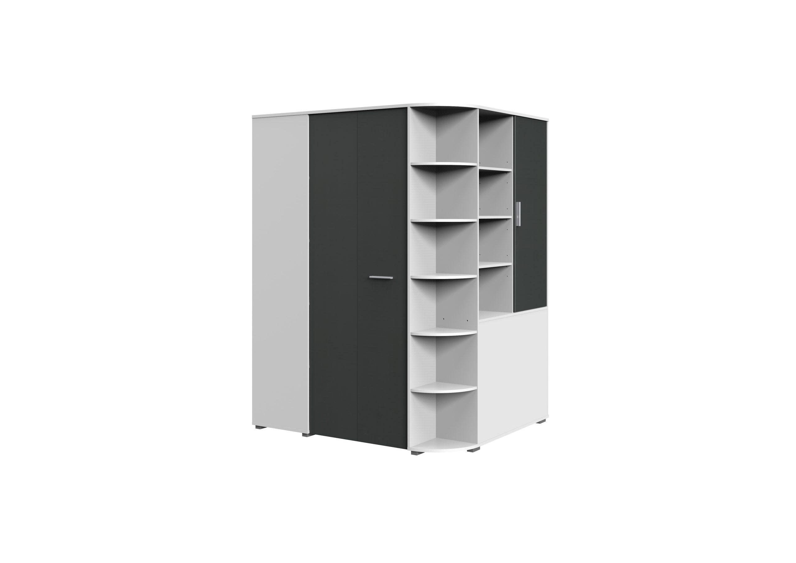 XXXLutz Kleiderschrank Weiß, Grau 124x199x148 cm