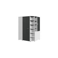 KLEIDERSCHRANK Joker in Weiß mit Graphit - begehbarer Eckkleiderschrank - Weiß, Holzwerkstoff (124/199/148cm)