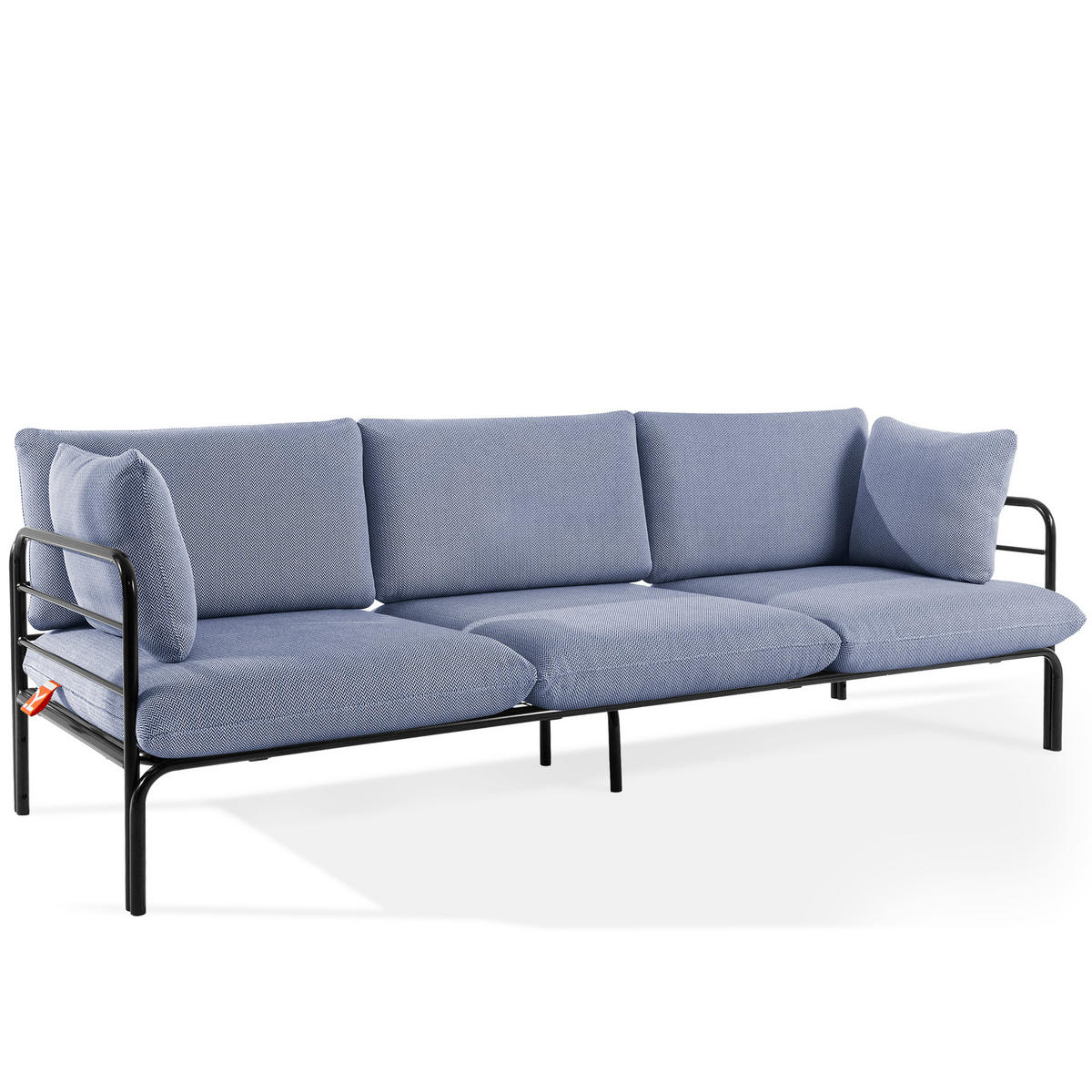 GARTENSOFA RAMBE 3-Personen mit Kissen, Anthrazit - Anthrazit/Dunkelblau, Textil/Metall (225/80/80cm) - KONSIMO®