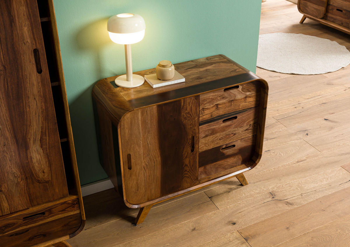 SIDEBOARD Sheesham 90x40x75 dunkelbraun lackiert MAILAND #200 - Dunkelbraun, Holz (90/75/40cm) - Massivmoebel24