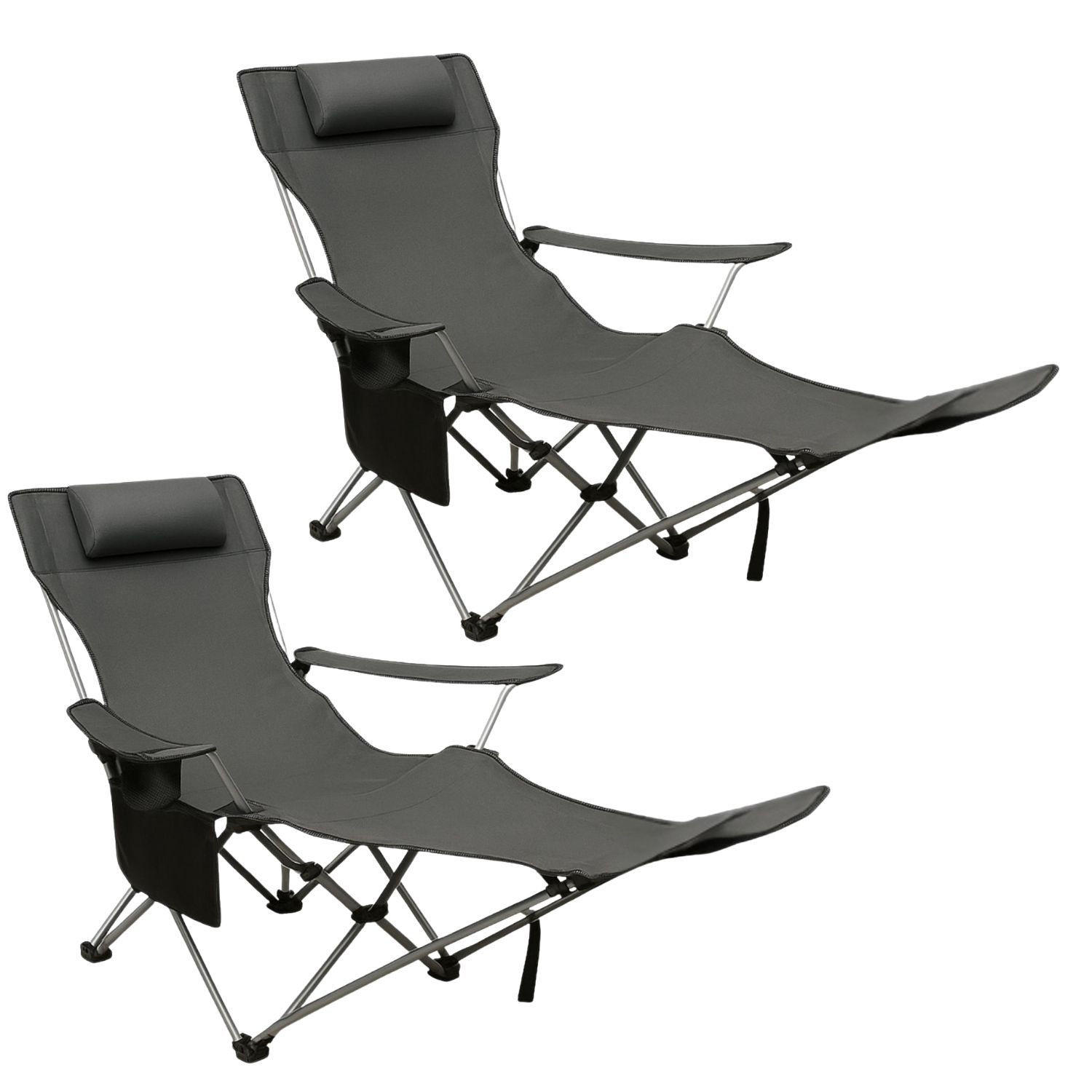 GARTEN LIEGESTUHL 2er Set klappbar in Grau - Grau, Metall (53/88/156cm) - Coemo