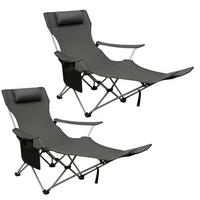 GARTEN LIEGESTUHL 2er Set klappbar in Grau - Grau, Metall (53/88/156cm) - Coemo