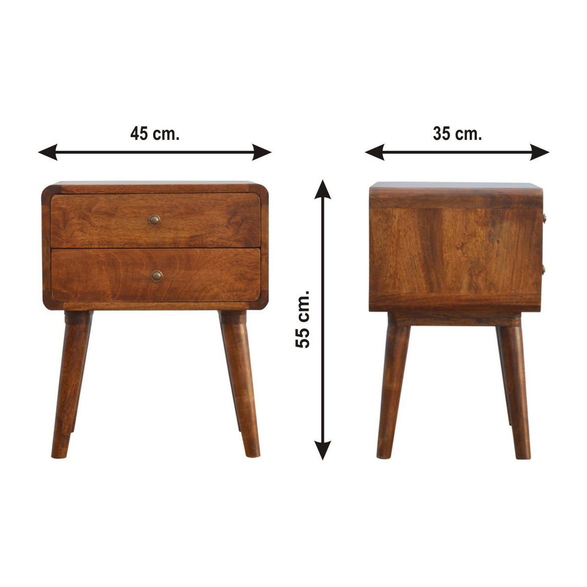 NACHTTISCH Levitate - Messingfarben/Braun, Holz/Metall (45/55/35cm) - Artisan Furniture
