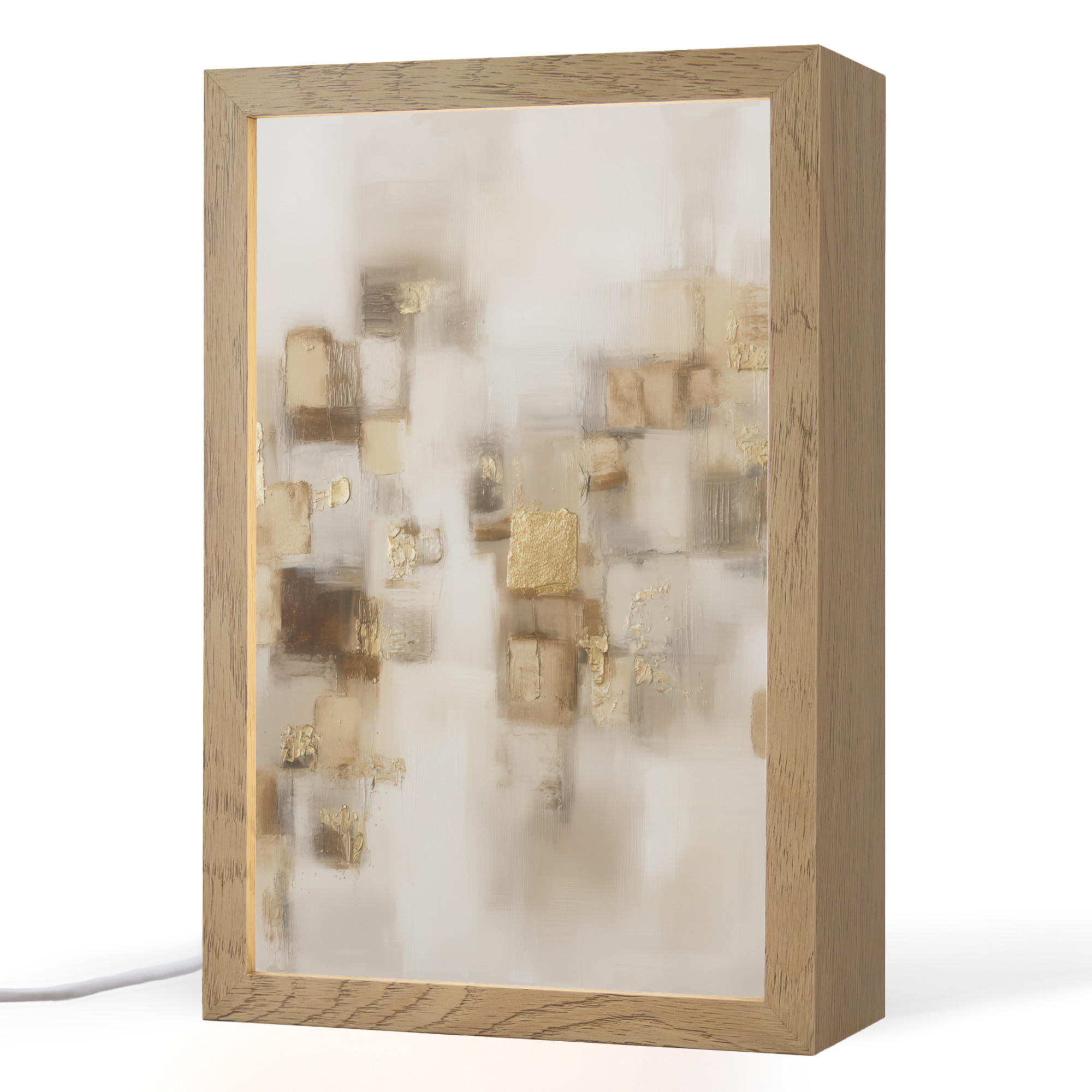 OnlyWow STOLNÍ LAMPA Abstraktní čtverce - zemité tóny - mlhavé 20x30 cm
