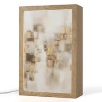 STOLNÍ LAMPA Abstraktní čtverce - zemité tóny - mlhavé 20x30 cm - barva hrušně, kompozitní dřevo (8/20/30cm) - OnlyWow