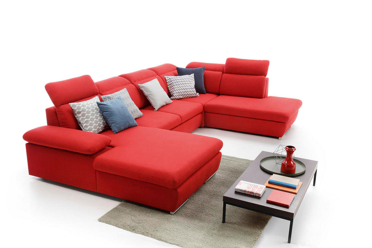 ECKSOFA ORLANDO Rot 356x230x98 cm - Rot, Textil (356/230cm) - FURNLUX
