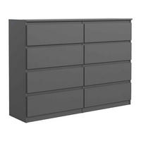KOMMODE NUDO 120/101,5/39cm mit 8 Schubladen Türen Anthrazit - Anthrazit, Holzwerkstoff (120/101.5/39cm) - MASSENO